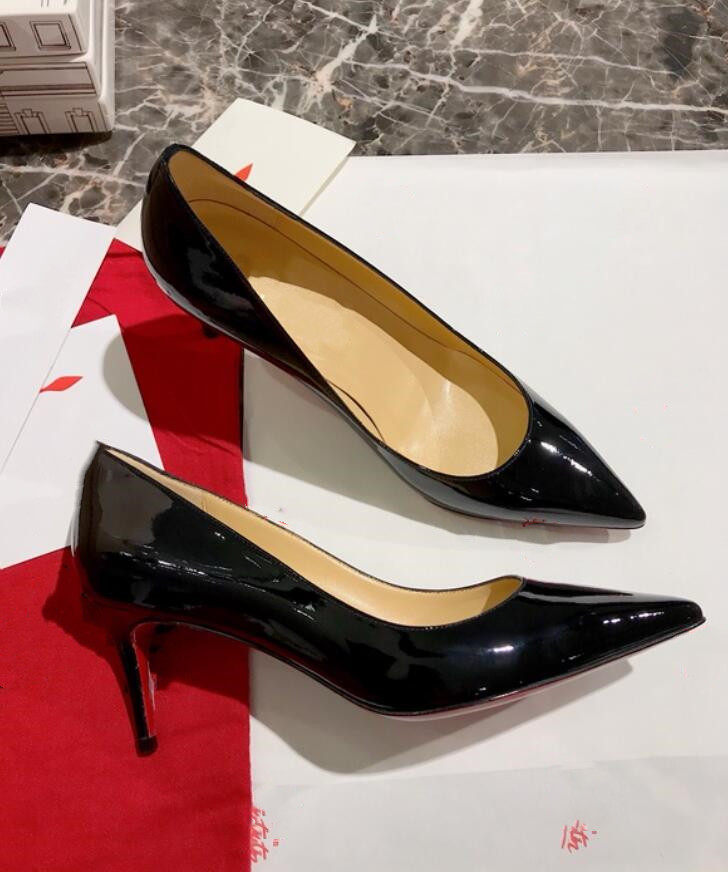 

With Box Designer Red Bottoms Heels Women Dress Shoes Genuine Leather High Heel Fashion Pointed Toes Pumps Womens Party Wedding Shoe 35-40