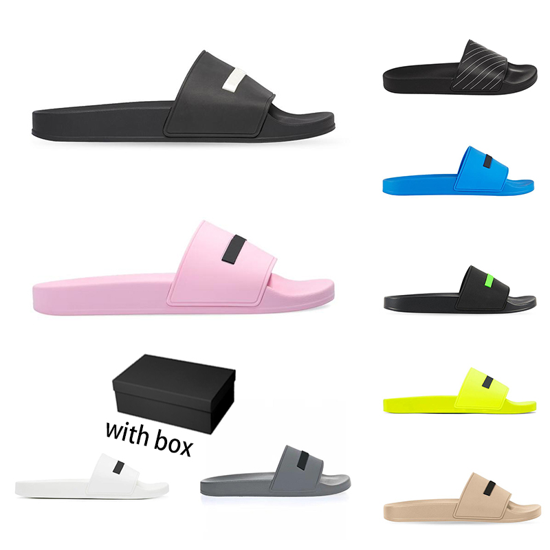 

2022 men women designer Sandals summer pool slides Black Green White Cool Grey Beige Blue soft Pink Yellow mens Rubber slippers Paris shoes size 35-45