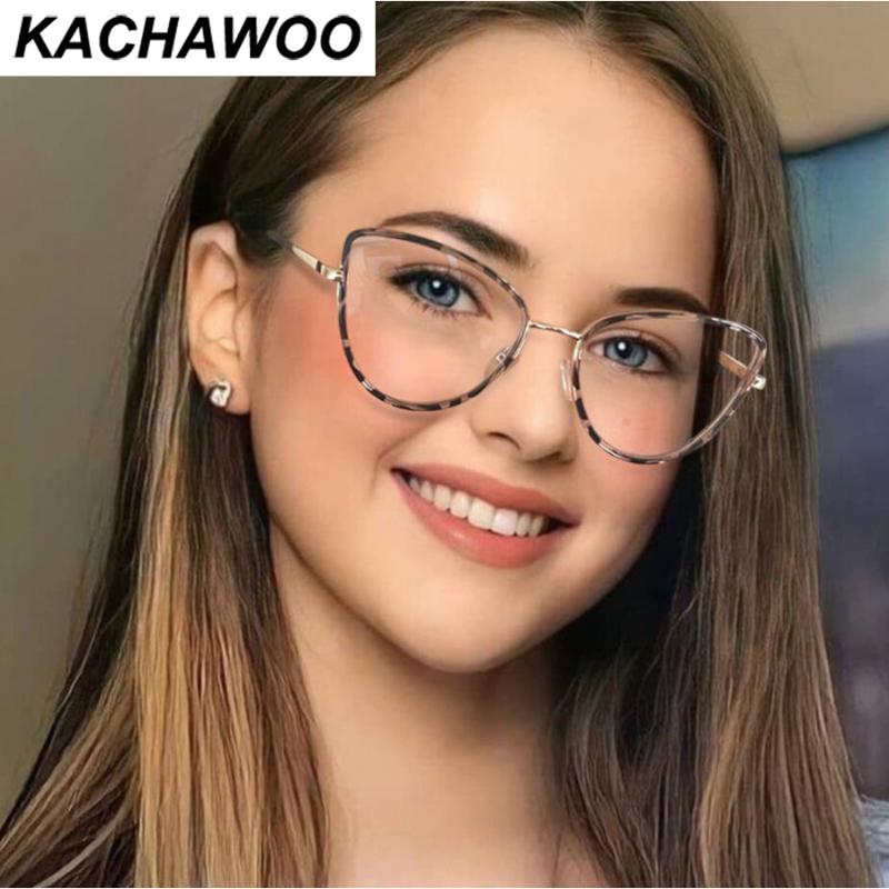 

Sunglasses Kachawoo Women Fashion Eyeglasses Blue Light Black Pink Female Cat Eye Glasses Frame Tr90 Half-metal Optical Birthday PresentsSun