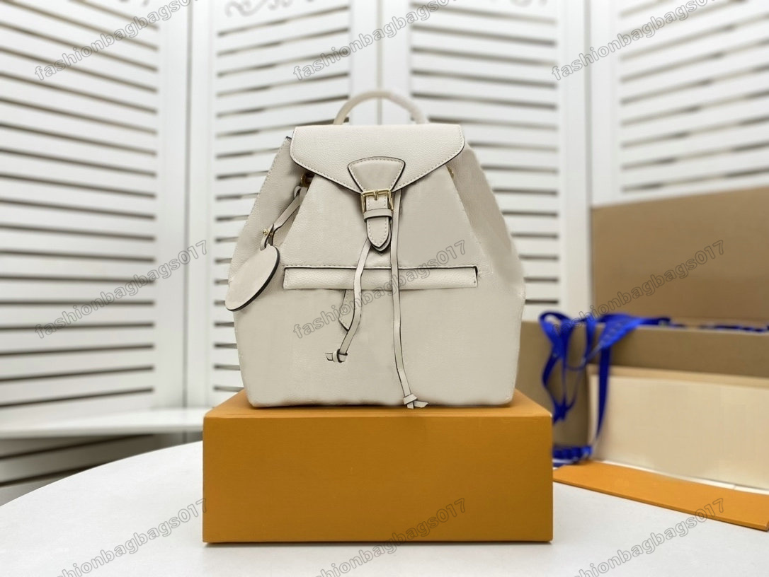 

MONTSOURIS backpack woman classic fashion Monograms Empreinte leather travel bag designer buckle tie rope Retro backpacks Turtledove M45501 M45205