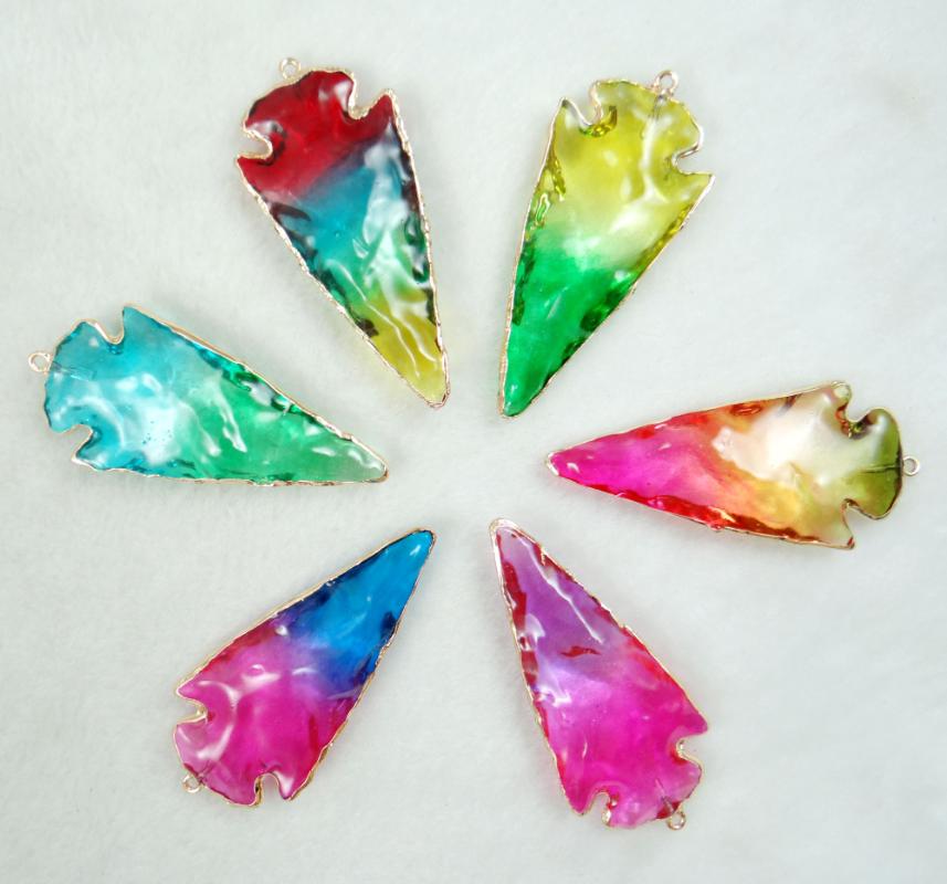 

Pendant Necklaces Wholesale Natural Stone Titanium Quartz Color Plating Crystal Charms For Diy Jewelry Making Necklace Accessories 6PCSPenda