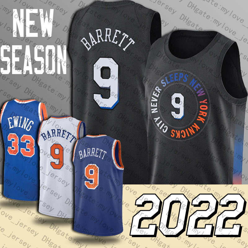 

New York''Knicks''9 RJ Jersey Barrett Basketball Patrick Julius Randle Ewing Jerseys Derrick Kemba Rose Walker City''Edition''Jersey