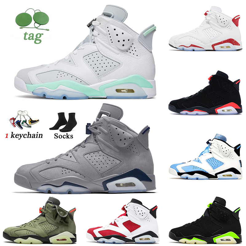 

With Socks 2022 Jumpman 6 Basketball Shoes Women Mens Trainers Red Oreo 6s Mint Foam Georgetown UNC Carmine Black Infrared Midnight Navy Electric Green Sneakers, C38 cactus jack 40-47