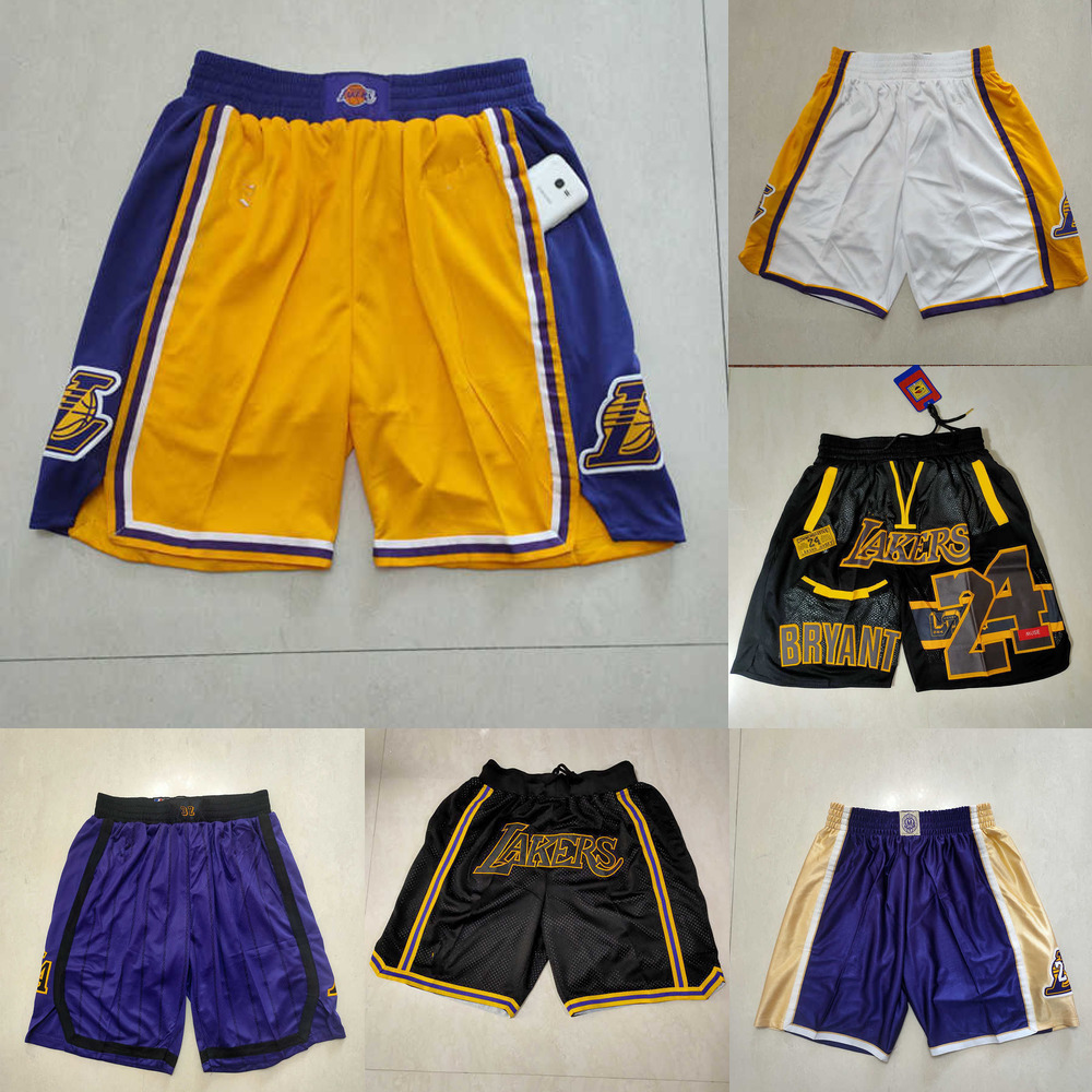 

Los Angeles''Lakers''men Throwback Basketball Shorts pocket red black, Color