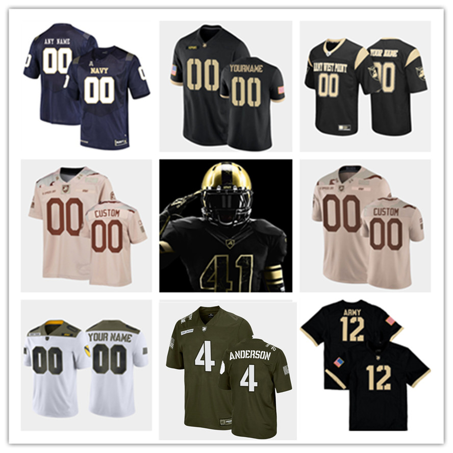 

2022 NCAA Custom Army Black Knights Football Jersey 19 Delshawn Traylor 13 Roman Purcell 8 Kelvin Hopkins Jr. 7 Jemel Jones 16 Alijah Curtis 18 Cade Ballard Jersey, Navy without any patch