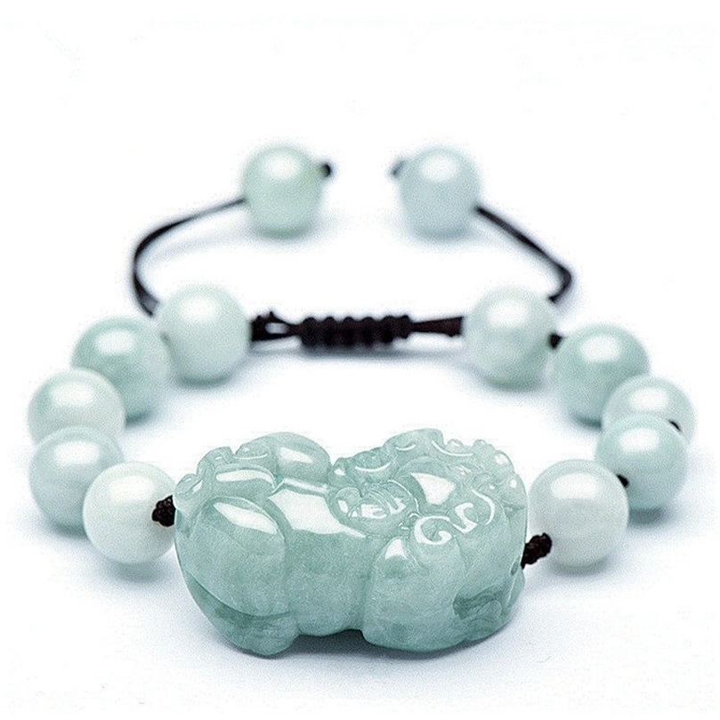 

Natural Jade Emerald 10mm Beads u Bracelet Adjustable Bangle Jewellery Fashion Accessories Hand-Carved Woman Customized 220402