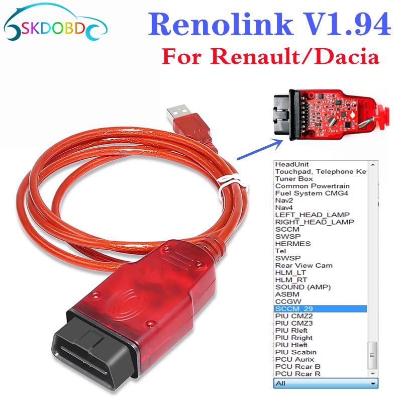 

Diagnostic Tools For Renolink V1.94 V1.87 ECU Programmer Airbag- Key UCH Matching Dashboard Coding Eeprom And Flash Read&Write 1