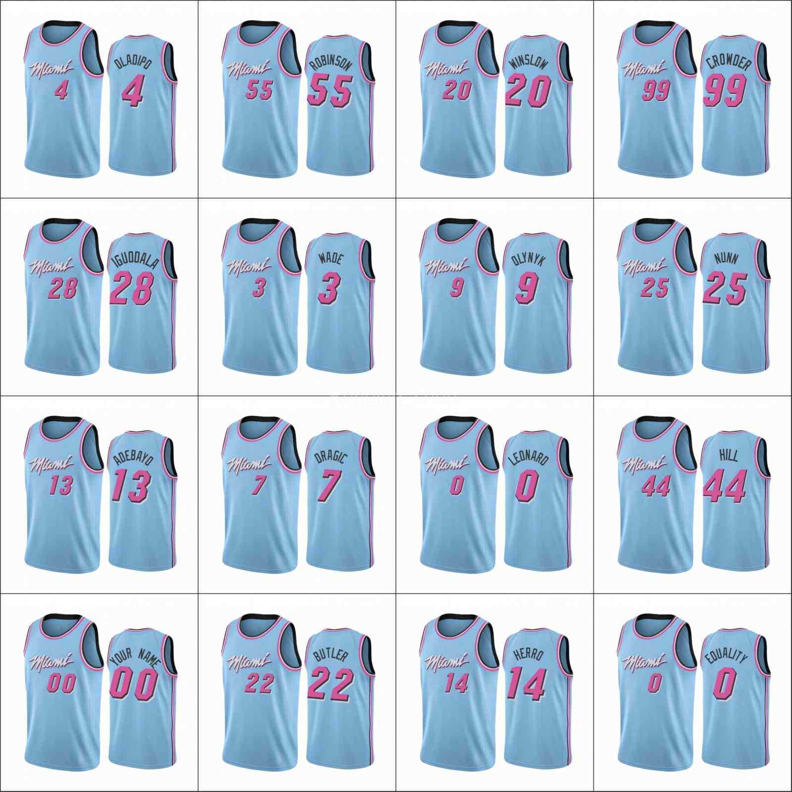 

75th Anniversary Diamond Basketball Jerseys 2021/22 Men Printed Bam Ado Kendrick Nunn Tyler Herro Duncan Robinson Jimmy Butler Custom Blue Jersey