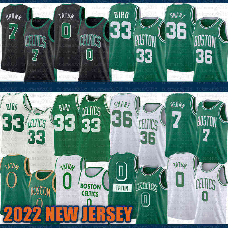2021 2022 Nouveaux maillots de basket-ball 0 33 7 36 Boston''Celtics''Men Jayson Tatum Larry Bird Jaylen Brown Marcus Smart 215