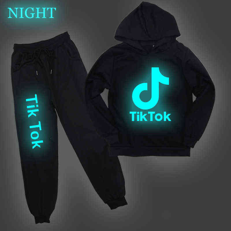 

TikTok tiktok ambient luminous printing children's wear autumn pants pullover children's wear children's suit., Yellow suit 1