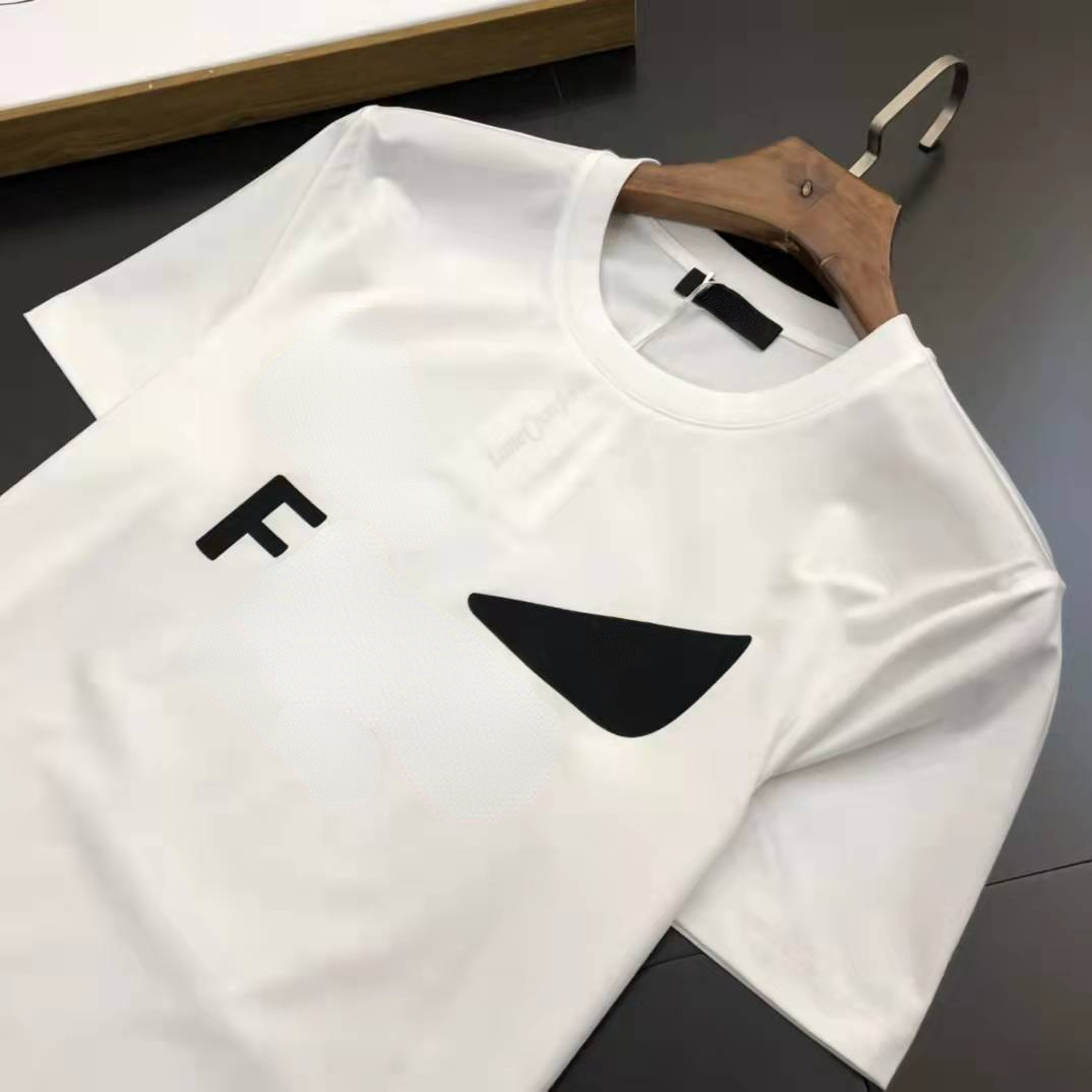 

Hot selling designer t shirt trendy brand men' t-shirt summer little monster eyes letter print round neck short sleeve cotton classic men' women' pullovers, White