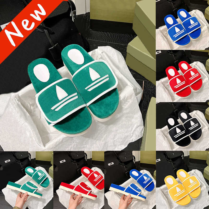 

With Box men designer slipper women sandal xAD Cotton Sponge magic tape Embossed Platform Sandals luxury shoes black red green 5.5cm beach, Double box