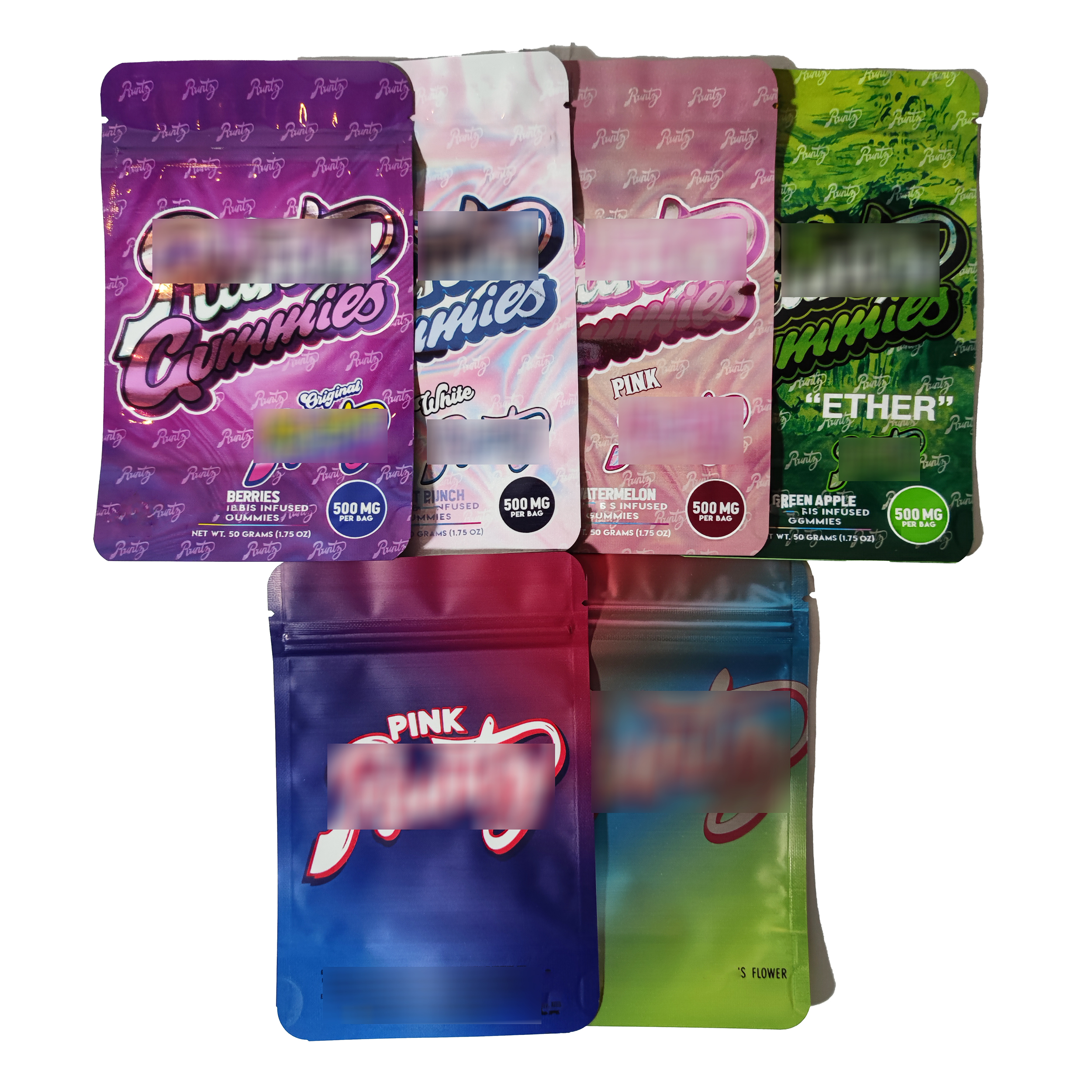 

Runtz gummies Bags White Runtyy Pink Runty 3.5g og edible Mylar bags Smellproof Retail zipper lock Bag