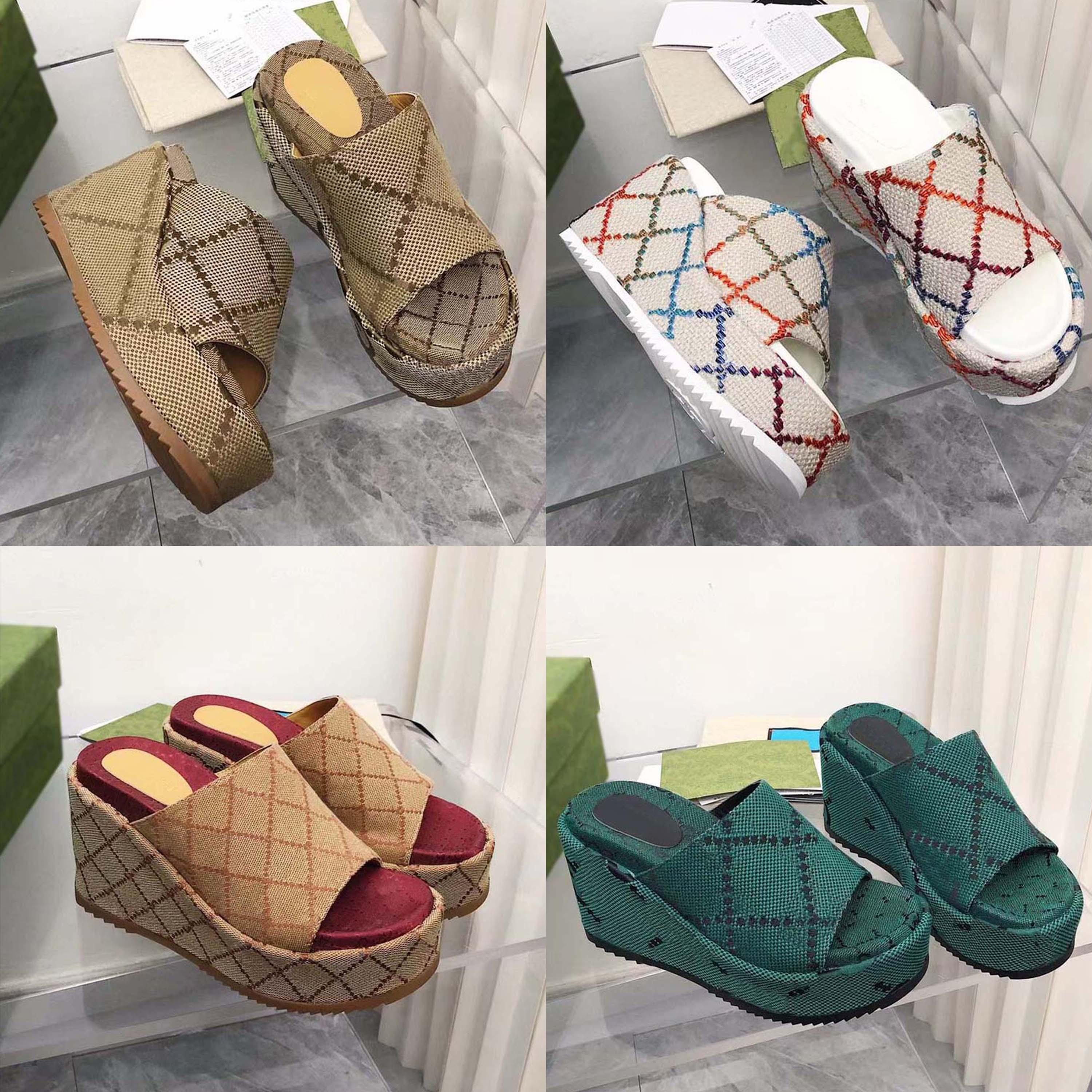 

classic fashion Slippers Sandals Slides embroidery letters wedge platform for women's sandal leather high fashion slipper, #1