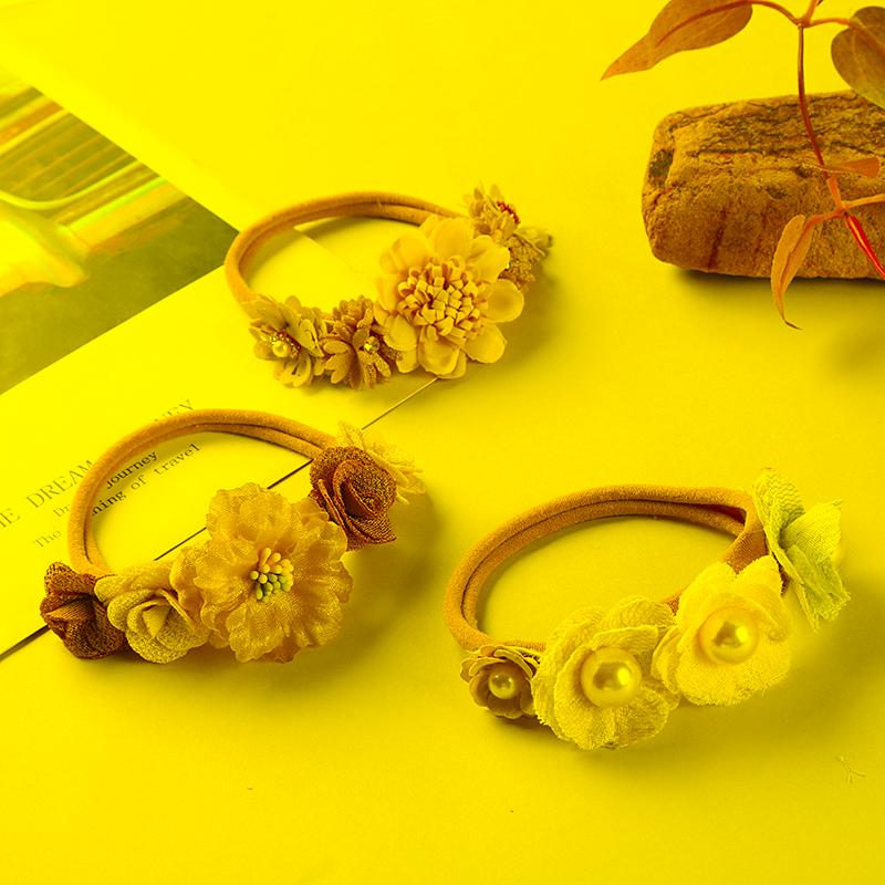 

Hair Accessories Flower Crown Headband Baby Girl Haar Accessoires Kids Lace Pearl Beach Diademas Band Thin Nylon Born Pography PropsHair