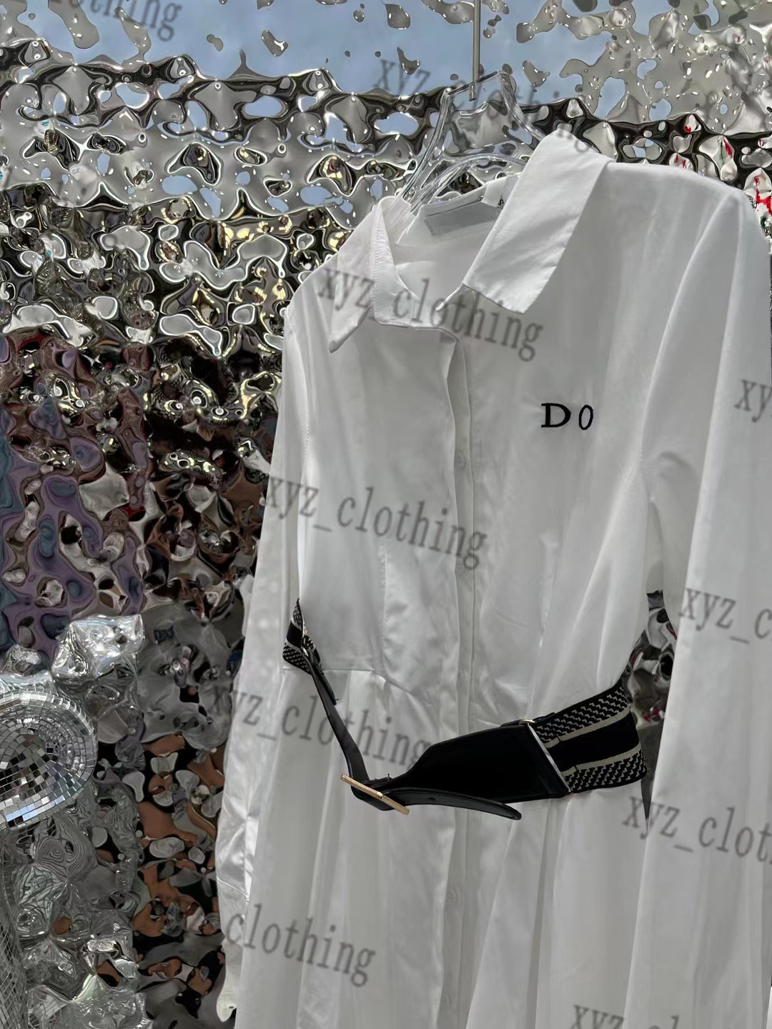 

designers womens dresses summer polo-shirt 2022ss dress designer high-end polos Collar skirt embroidery skirts custom belt Design long sleeved skirts with belts, 01