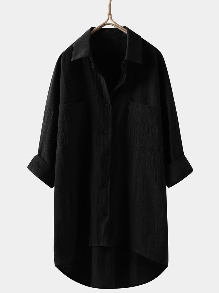 

Women' Blouses & Shirts 2022 Spring Women' Oversized Shirt Summer Blouse Long Sleeve Casual Loose Poleras Mujer Black Single Breasted, Khaki