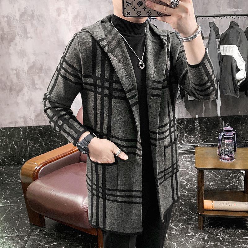 

Men's Sweaters Spring Autumn Hooded Long Cardigan Coat Sweater Europe And America Style Knitted With Pocket L28Men's Mari22, Kase