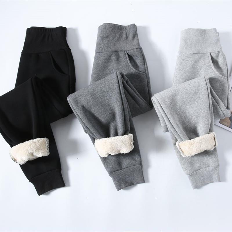 

Winter Thick High Waist Sweatpants For Women Loose Lambswool Warm Trousers Fall Solid Harem Pants Female Sport Wear P331, Black