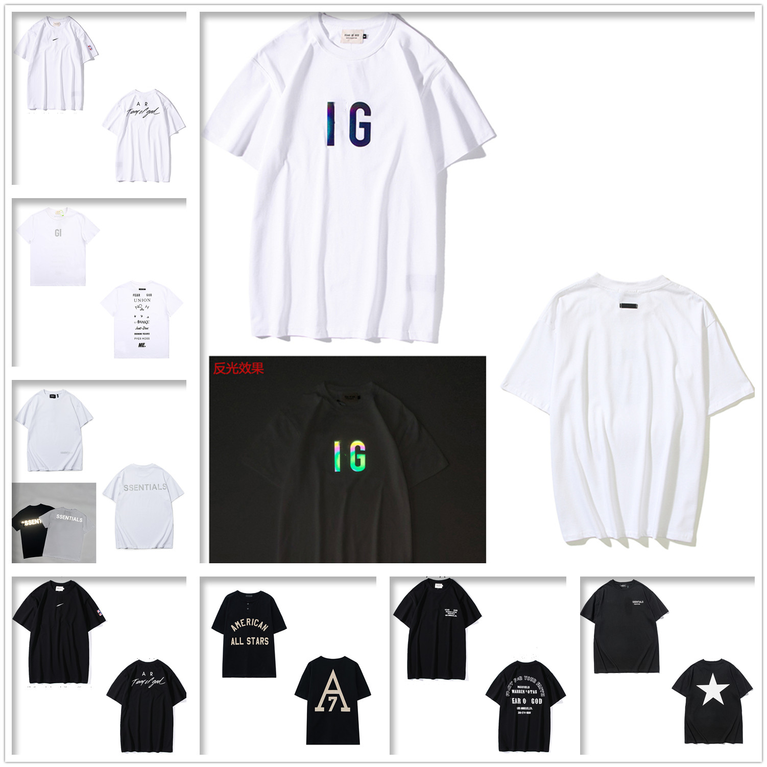 

Men laser t shirt Tech Fleeces reflective women T-Shirts three-dimensional silicone letters short sleeve high street tide brand loose Season 7 Celebrity Style C09, 1pcs button