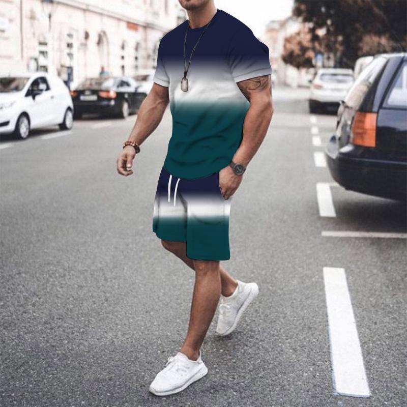 

Men's Tracksuits Street Hip Hop Men's T-Shirt Harajuku Summer O-Neck Short Sleeve Shorts Sets 3D Printing Fashion Casual Loose HanbokMen, C1325-01