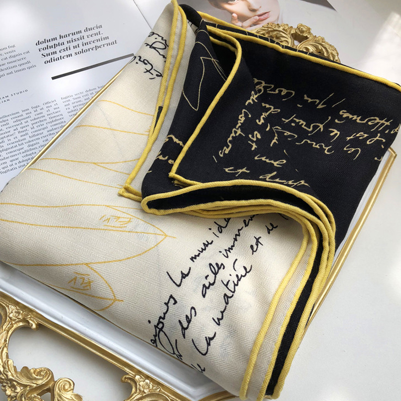 

Heavy Silk Wool Scarf and Shawls for Women Luxury Winter's Scarf Retro 135X135cm Square Silk Scarf Dual-use Wool Wraps Pashmina