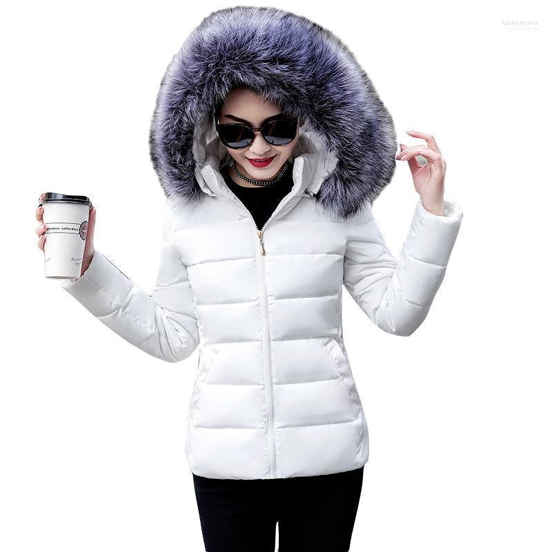 

Women's Jackets Parkas Short Coat Female Jacket Warm Winter Women Big Fur Collar Hooded Down1 Kare22, No fur khaki
