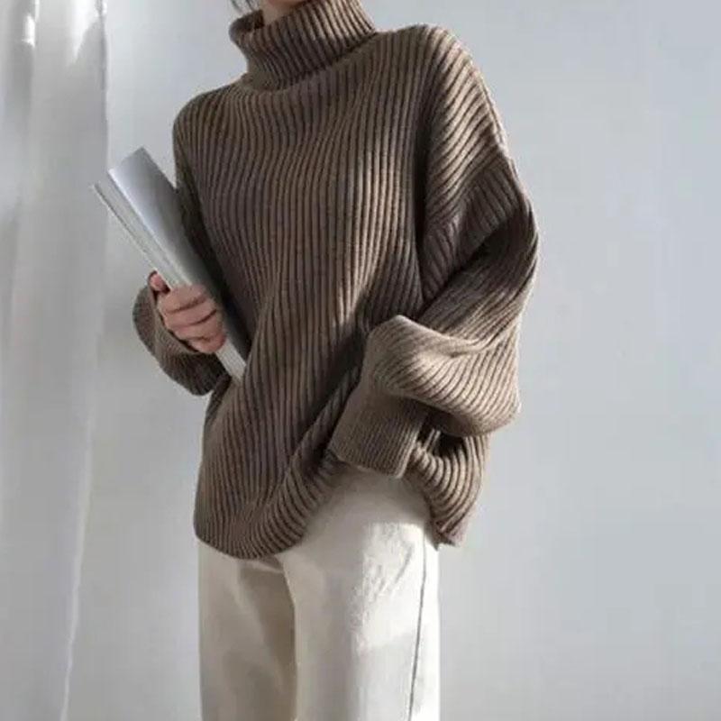 

Women's Sweaters Turtleneck Sweater Jacket 2022 Autumn And Winter Korean Version Fashion Loose Long-sleeved Knitted Casual TopWomen's, Black