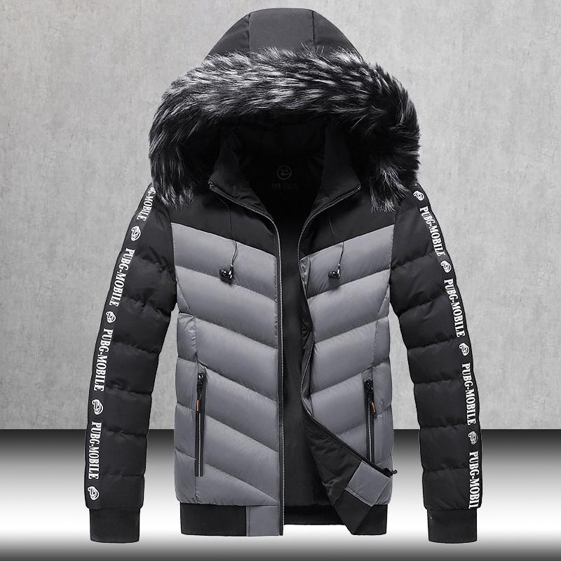 

Men's Down & Parkas Winter Jacket Men 2022 Fur Collar Hooded Thick Warm Cotton Outwear Man Patchwork Parka And Coats Windbreaker Male -5XL, Hq209gray
