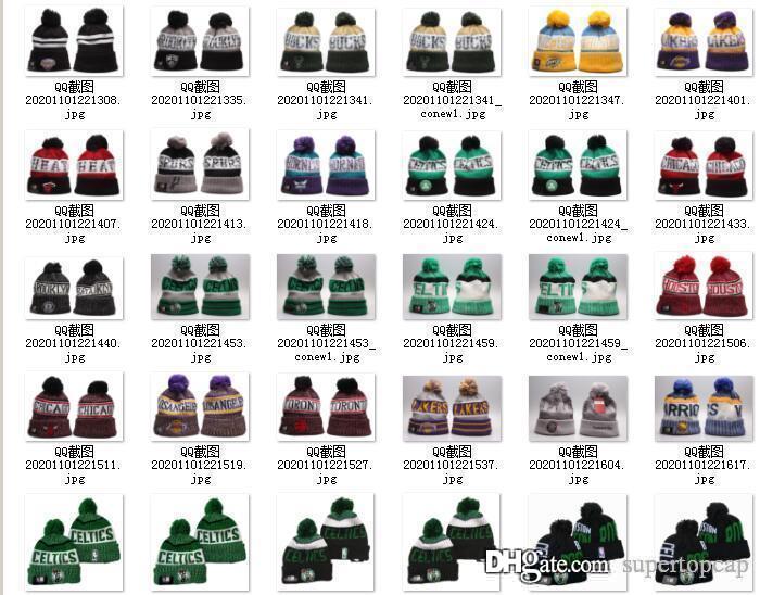 

NEW Men's Basketball Knitted Cuffed Pom Beanie Hats Striped Sideline Wool Warm Baseball Beanie Cap For Christmas Beanies Skull Hat