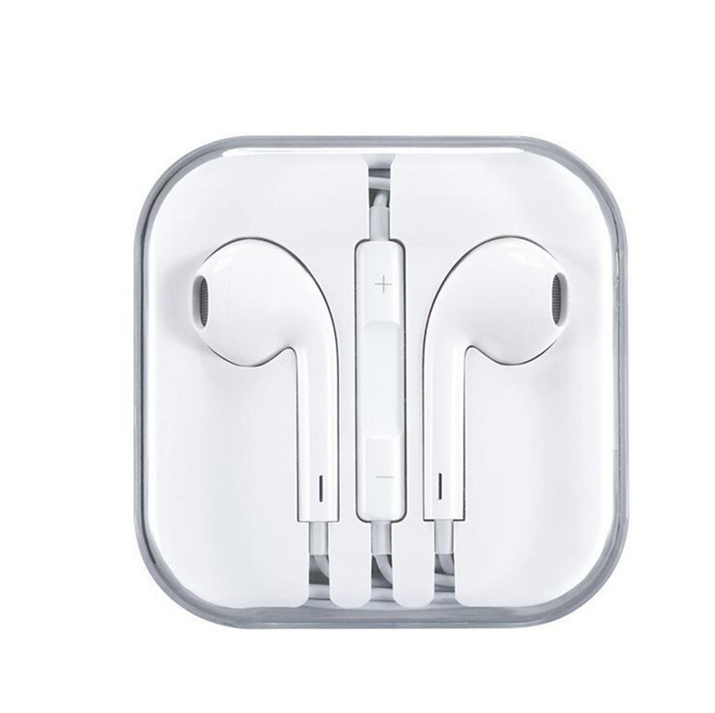 

3.5mm Jack In-Ear Wired Headphones Earphones Stereo Bass Headset With Mic Hands Free For iPhone Cellphone Earbuds With Boxes, White