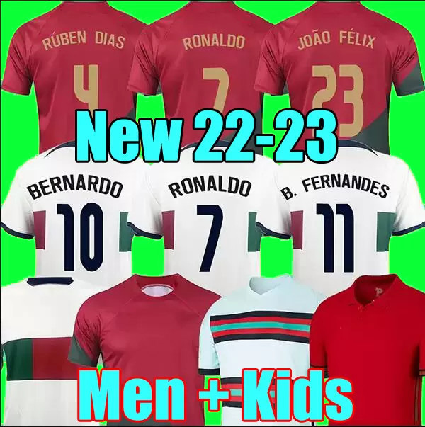 

2022 Portuguesa JOAO FELIX soccer jerseys RUBEN DIAS NEVES BRUNO RONALDO FERNANDES DIOGO J. OTAVIO BERNARDO Portuguese football shirt Men women Kids kit jersey, 2022 away kids