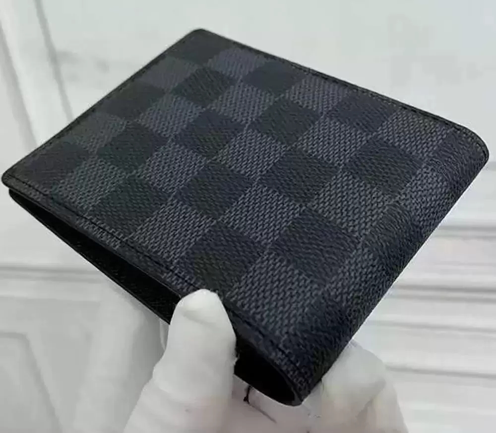 

Classic Type Billfold For Woman Shopping Coin Purse High Quality Genuine Leather Wallet Card Holders Luxury Brand With Box, Black plaid