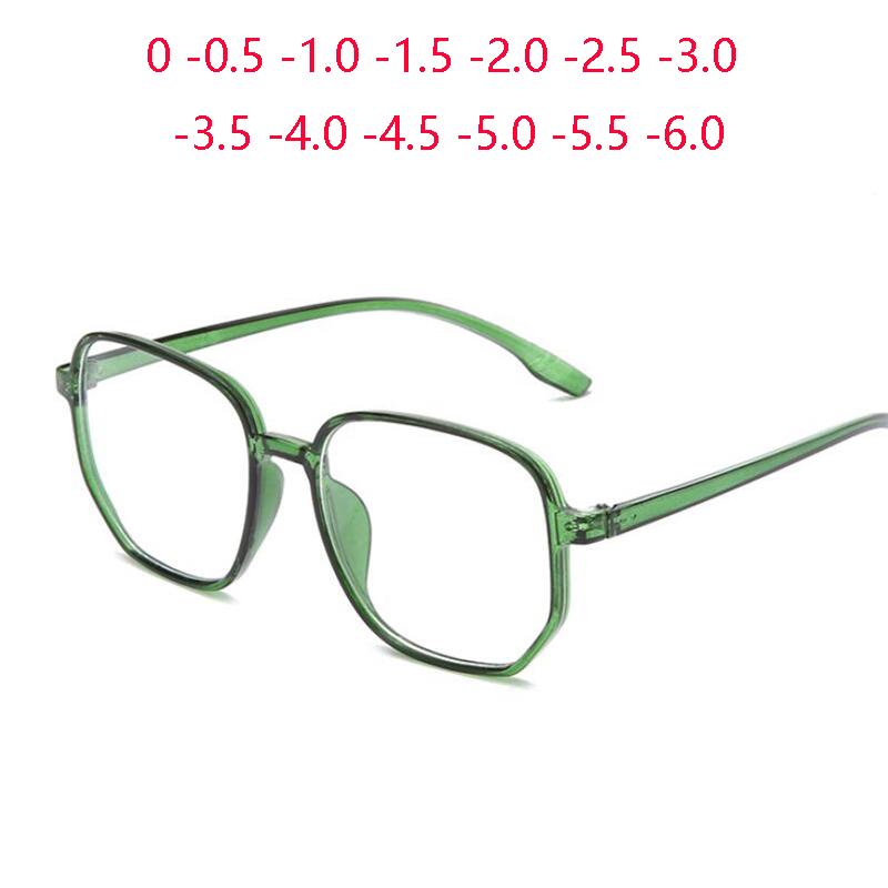 

Sunglasses Polygon Green Frame Blu-ray Blocking Nearsighted Spectacle Male Female Square Myopia Glasses Finished 0 -0.5 -1.0 -1.5 To -6.0