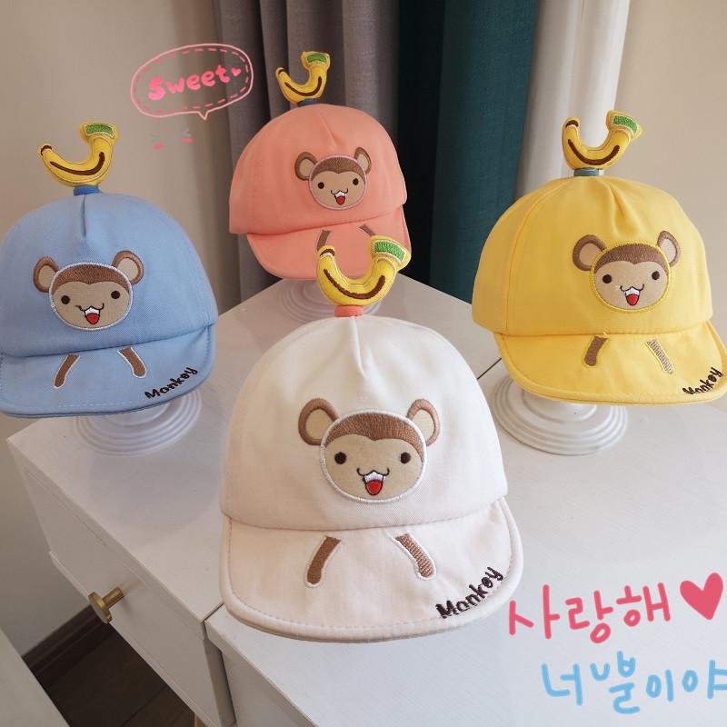 

Caps & Hats Baby Hat Spring Summer Autumn Soft Brim Cute Sun Children Sunshade Monkey Banana Baseball Cap For Born, Beige
