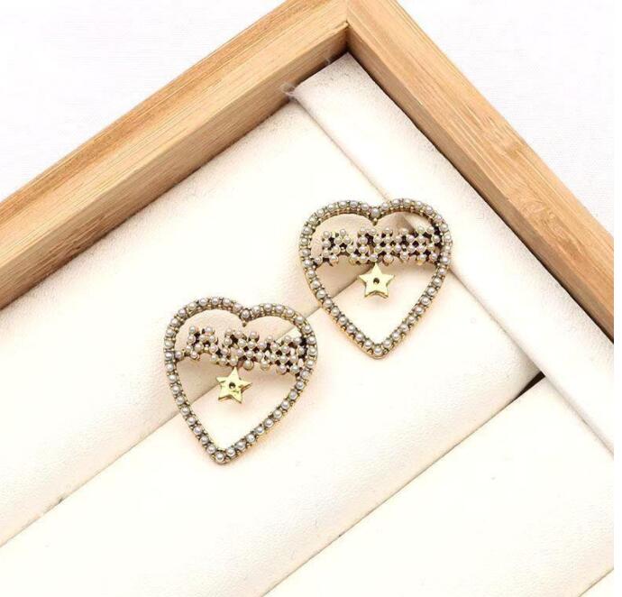 

20style 18K Gold Plated 925 Silver Luxury Brand Letters Stud Geometric Women Crystal Rhinestone Pearl Long Earring Bride Wedding Party Jewelry