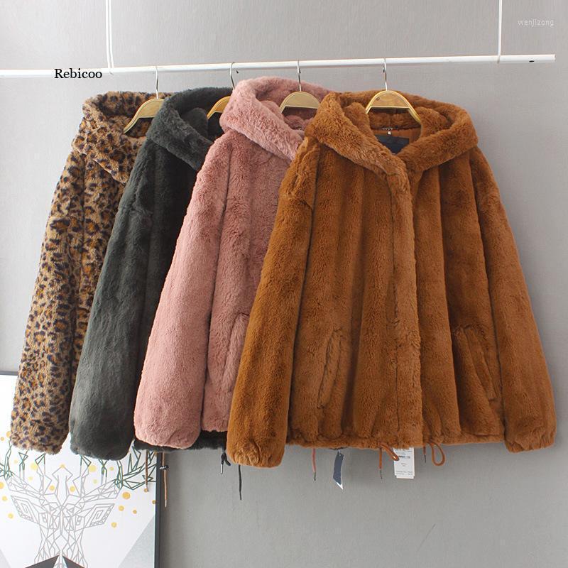 

Women's Fur & Faux Imitation Winter Grass Mink Coat Ladies Artificial Hooded Soft Plus Size 2022 Jacket, Khaki