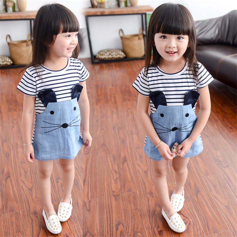 

Girl's Dresses Girls Stripe Princess Dress Elegant Kids Short Sleeve Children Cartoon Clothing Summer Girl Size 2 3 4 5 6 8Girl's, Wxdb430lzs-s