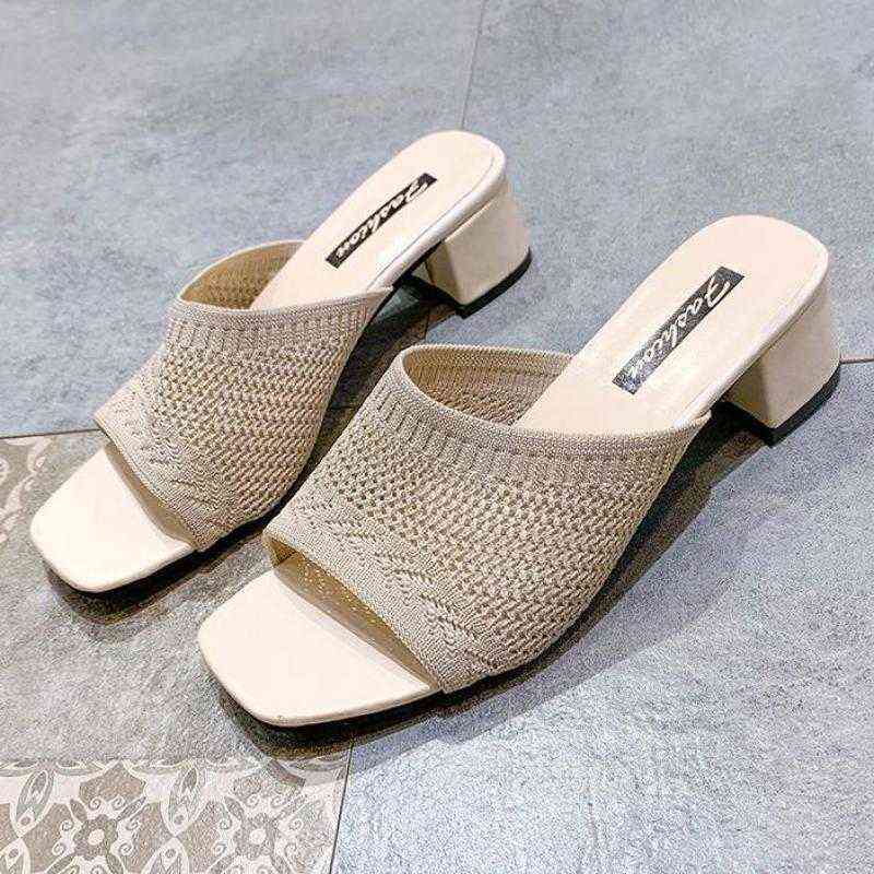 

Women's Shoes Slippers Outdoor 2021 Summer New Fashion Ytmtloy Indoor Mesh House Zapatillas De Casa Mule Feminino Flip Flops Y220412, Beige