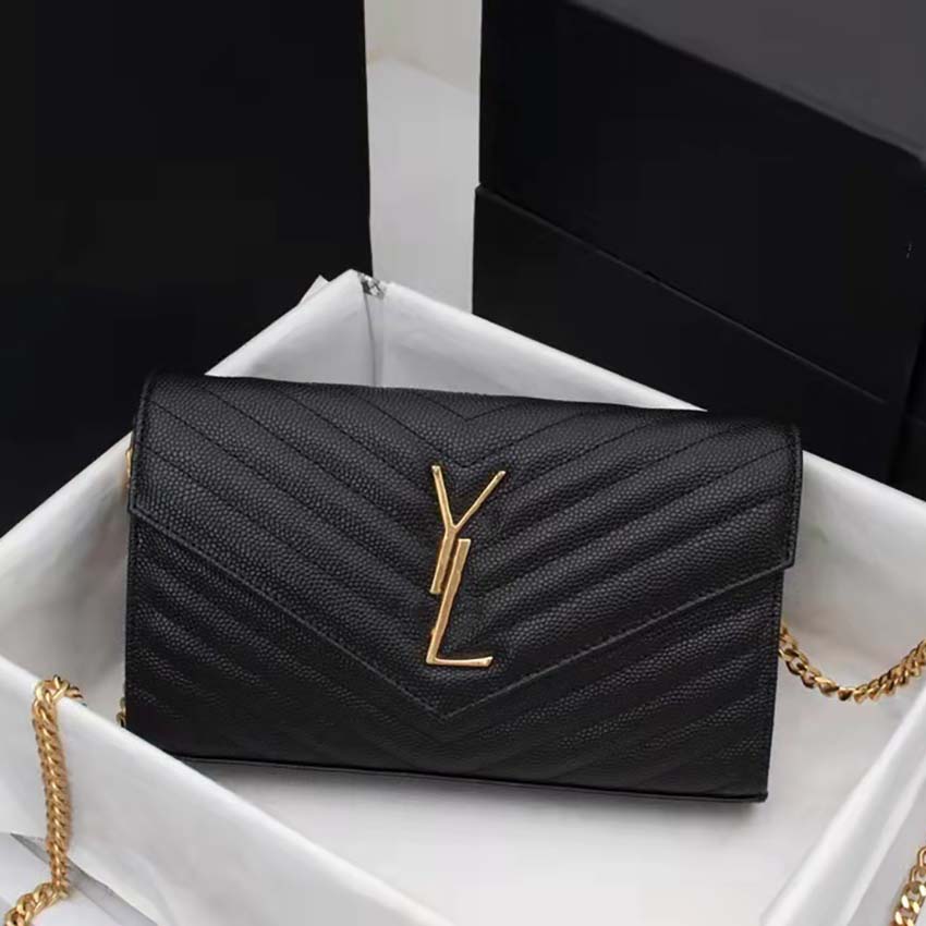 YL Genuine Leather Handbag Women Bag High Quality Original Box Messenger Shoulder Purse Chain with card holder slot clutch