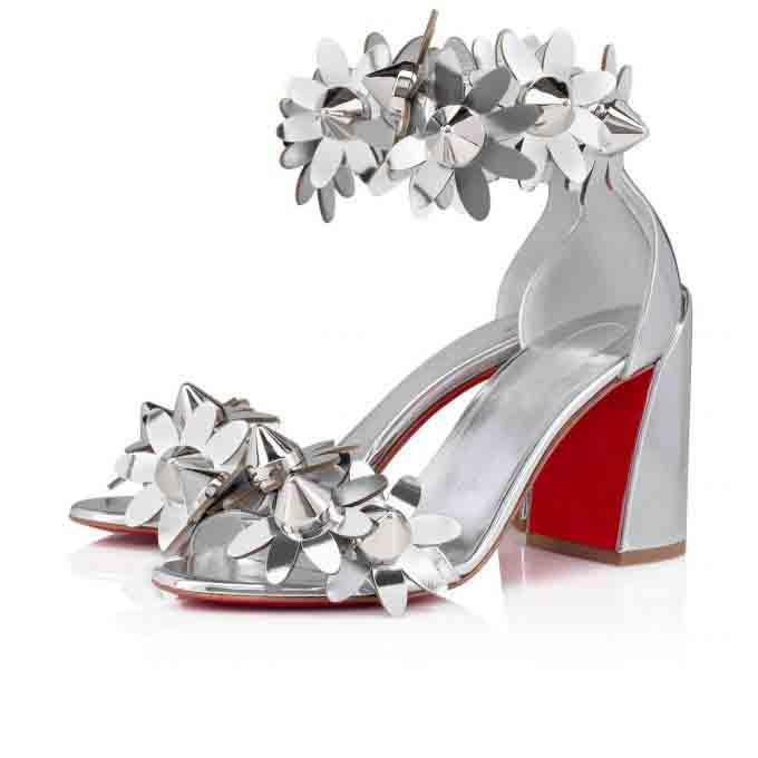 

22S Wedding Party Dress Sandals Daisy Spikes Red Sole shoes High Heels Chunky Heels Ankle Straps Floral Straps Square Heel Patent Leather Sandals