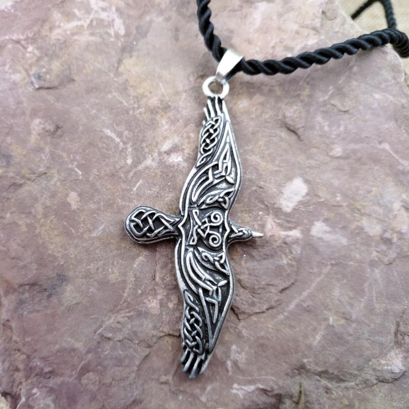 

Pendant Necklaces SanLan Viking Knot Raven Cord Odin's Flying Crow Necklace Norse Bird Talisman Amulet JewelryPendant