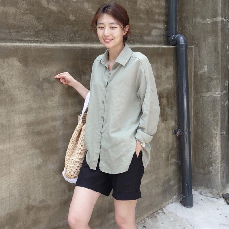 

Women's Blouses & Shirts Shirt Womens Tops Spring 2022 Casual Long Sleeve Cotton Linen Solid Loose Dovetail Women DropWomen's, White
