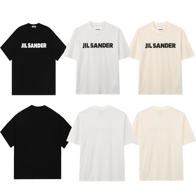 

2022 INS Tide Brand JIL SANDER Men's T-Shirts High Street Letter Print T-Shirt Tops Hip Hop short sleeved Loose Casual Tee, Apricot