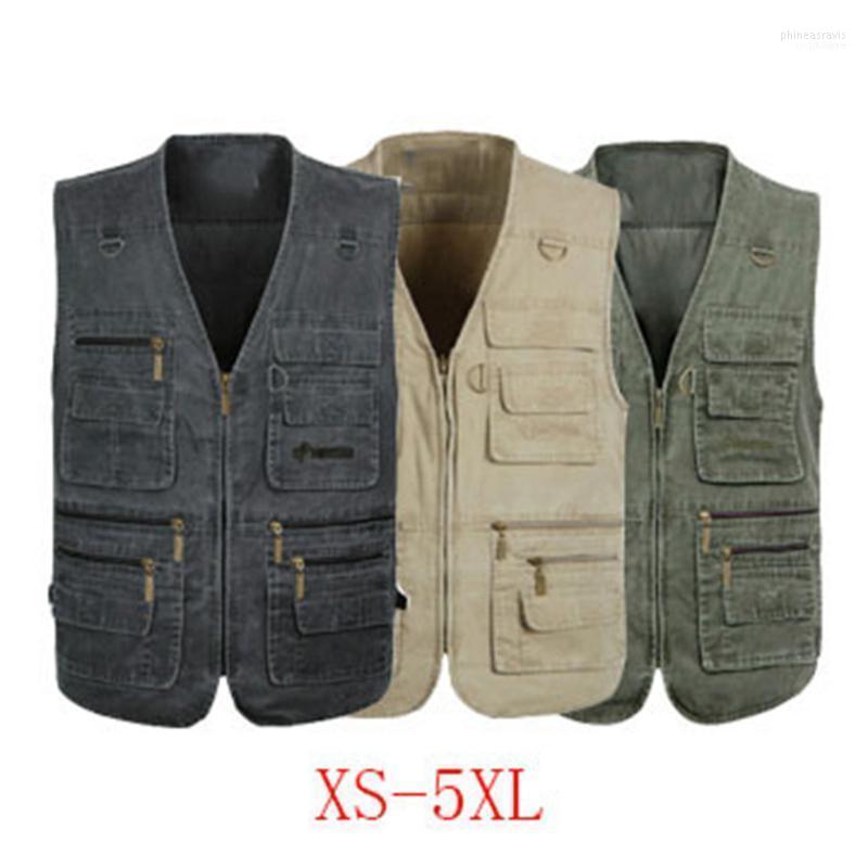 

Men's Vests ZOGAA Mens Baggy Jacket Tactical Vest Men Multi-pockets Pography Cameraman Coat Clothing Plus Size Male Casual Reporter Phin22, Black