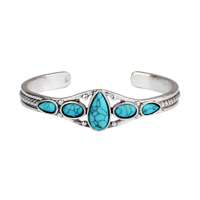

Boho Vintage Turquoise Carved Openwork Geometric Bracelets Bracelet adjustable opening bracelet jewelry