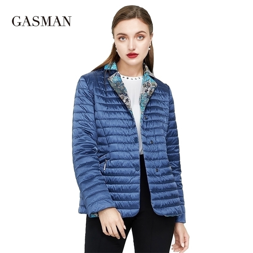 

GASMAN Solid cotton Slim short jackets for Women winter jacket zipper parka Hooded down jacket Female autumn casual puffer coats 201127, 506 blue