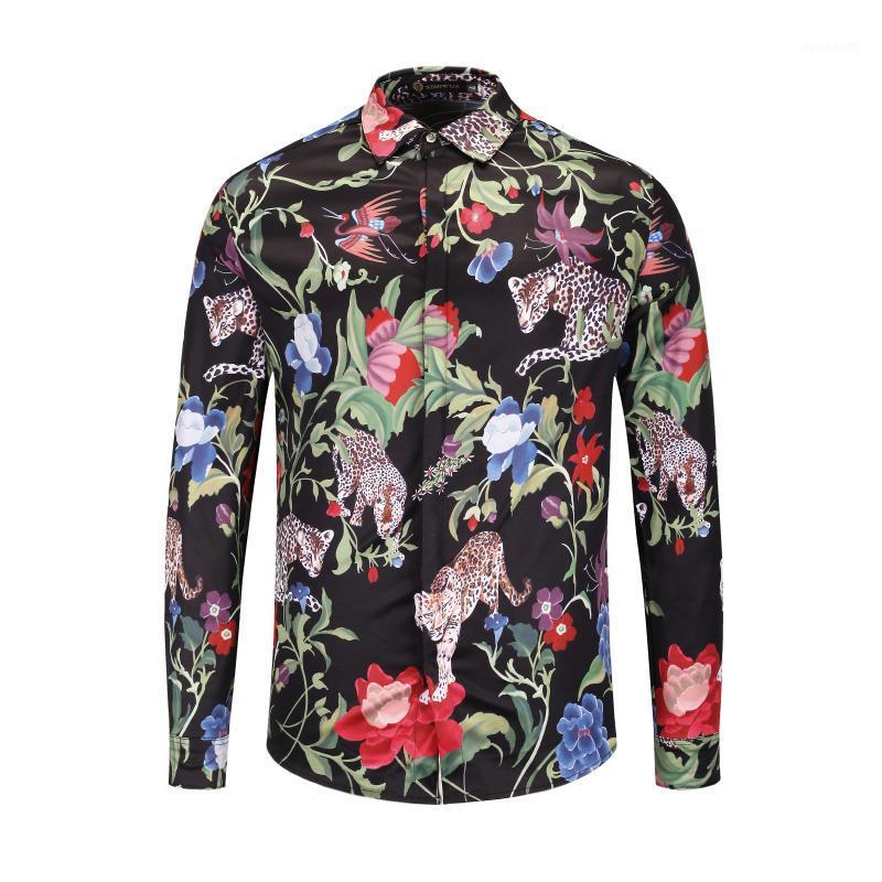 

Men's Casual Shirts XIMIWUA 2022 Arrival Floral Shirt Mens Slim Fit Long Sleeve High Quality Camisas Para Hombre Hawaiian, As picture