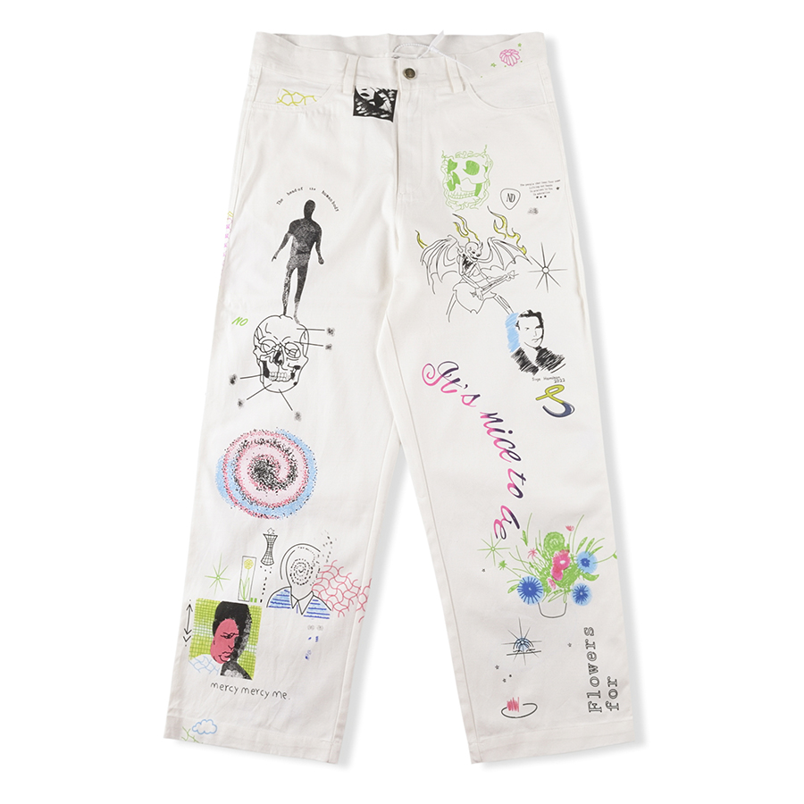 

White Pants Graffiti Men Women High Quality Cargo Unisex Pant Trousers
