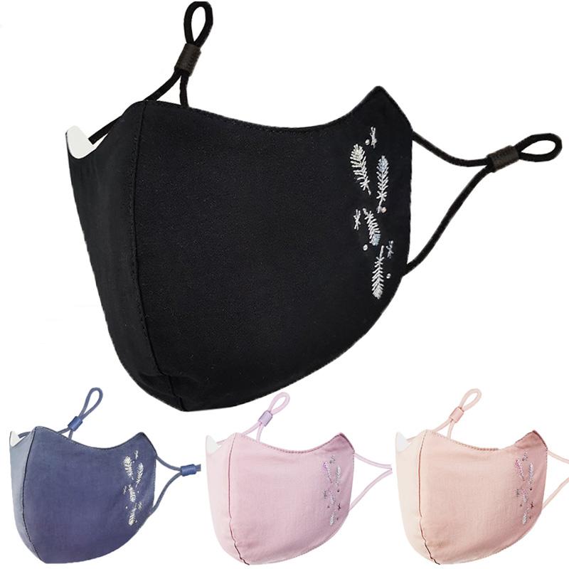 

Other Event & Party Supplies Fashion Flower Embroidered Cotton Mask With Crystal Eye Protection Adjustable Breathable Mouth For Cosplay Masc